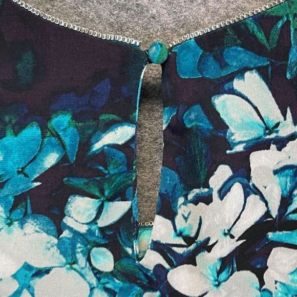 NWT WORTHINGTON Tank Top Women's 1X Blue Green Floral Sleeveless Pleated Keyhole - Picture 12 of 14